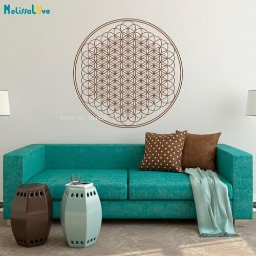 Flower Of Life Wall Decal Vinyl Seed Of Life Yoga Home Studio Decor Meditation Sticker Removable Murals YT6231