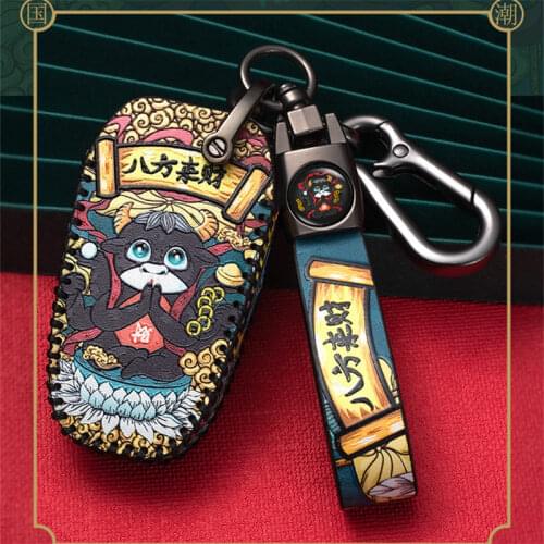 Genuine Leather key Case for Peugeot 207 307 308 407 607 807 For Citroen C2 C3 C4 C5 C6 Flip Folding Car Key shell 2/3/4 Buttons