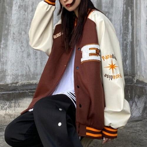 2021 New Bomber Woman Jacket Hip Hop Furry Bone Patchwork Color Block Jackets Mens Harajuku Streetwear Men Baseball Coats Unisex