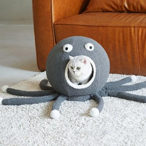 New Octopus Deep Sleep Comfort In Winter Cat Bed Little Mat Basket For Cats House Products Pets Tent Cozy Cave Beds Indoor
