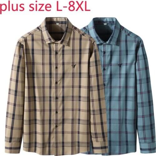 New Arrival Fashion Suepr Large Spring And Autumn Young Men Casual Long Sleeved Shirt Plus Size L XL 2XL 3XL 4XL 5XL 6XL 7XL 8XL