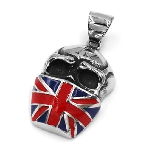 Wholesale the Union Flag Infidel Skull Pendant Stainless Steel Jewelry Vintage British Flag Motor Biker Men Pendant SWP0433