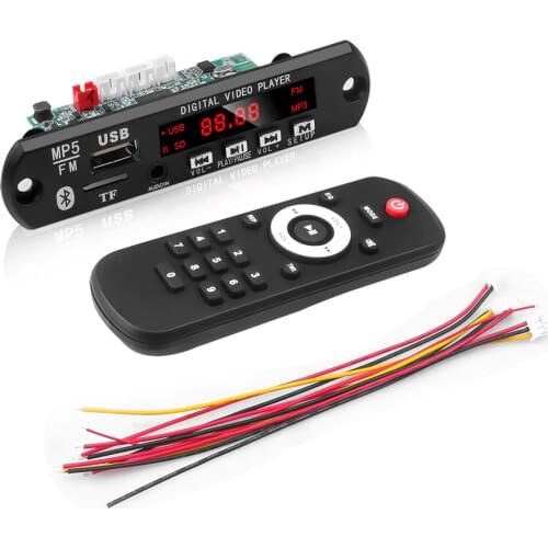 5V 12V MP3 Module WMA MP5 Decoder Board Bluetooth 5.0 Hands-free MP3 Player Car FM Radio Module with digital screen display