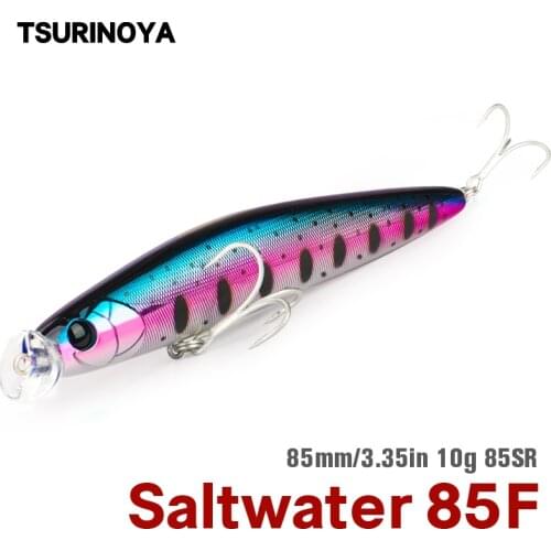 TSURINOYA Floating Minnow Fishing Lure HUNTER DW80 85SR 80mm 10g Saltwater Shallow Range Jerkbait Wobbler Seabass Lure Swimbait