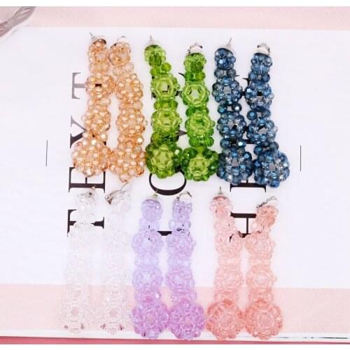 Beaded Hand Making Weave Earring Flower Fashion Hollowout New Designs Female Long Statement