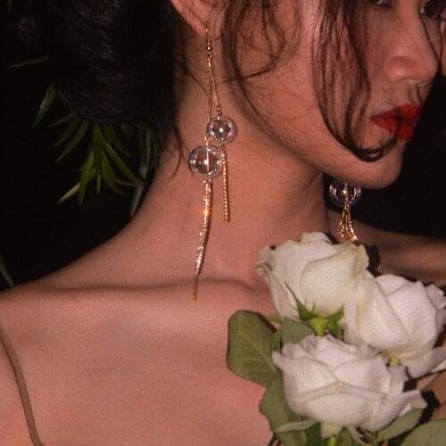 Stunning Bling Bling Super Long Dangle Earrings For Women Original Soap Bubble Korean Tassel Drop Earrings Jewelry Earrings 2019