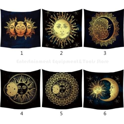 Sun and Moon Psychedelic Wall Tarots Tapestry Altar Tarots Cloth Divination Accessories with Art Chakra Home Decorations