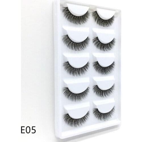 5 pairs Natural 3D Mink Hair Soft False Eyelashes Fluffy Wispy Thick Lashes Eye Makeup Extension Tools