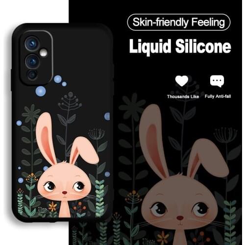 ASINA Cute Cartoon Case For Oneplus 9 8t 8 Pro Liquid Silicone Couple Cases For Oneplus 7 7T Pro Nord Cover Funda Anime Rabbit
