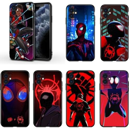 Super Hero Marvel Avengers Spider-Man For Apple iPhone 13 12 11 Mini XS XR X Pro MAX SE 2020 8 7 6 5 5S Plus Black Phone Case