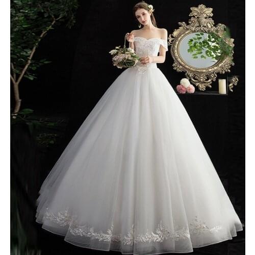 Wedding Dresses Illusion V-Neck Short Tulle Lace Embroidery Backless Off The Shoulder Luxury White Vintage Lady Bridal Gown G535