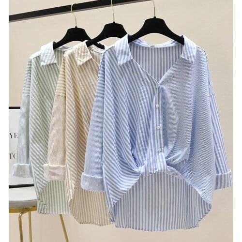 Design Sense Minority Loose Stripe Shirt Minority Net Red Temperament Long Sleeve