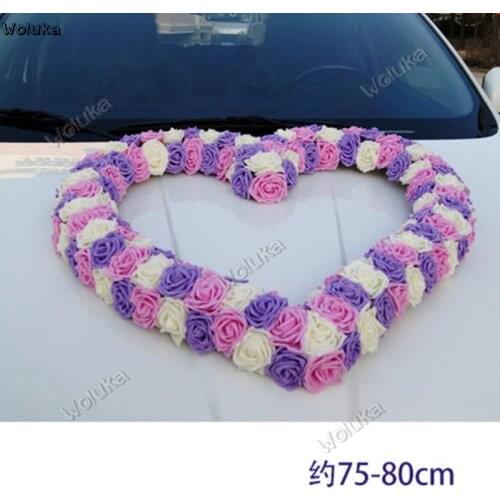 PE rose heart-shaped wreath wedding car decoration large medium and small multi-color wedding team front end simulation CD50 Q03