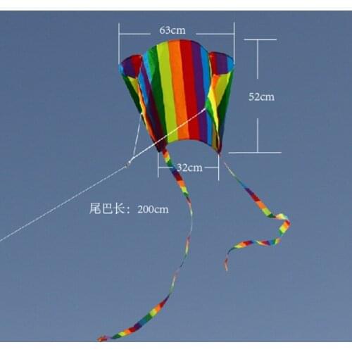 New Rainbow Parafoil Kite With Tails Soft Kite Flying Toys Give 30m Kite Line D5QA