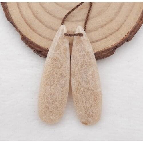 Natural Indonesian Fossil Coral fashion Semi-precious stones, Jewelry accessories women Earring Bead 41x12x4mm,5.6g