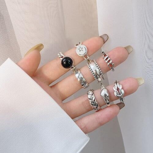 VENTFILLE 925 Sterling Silver Female Retro Fashion Star Twist Love Open Ring