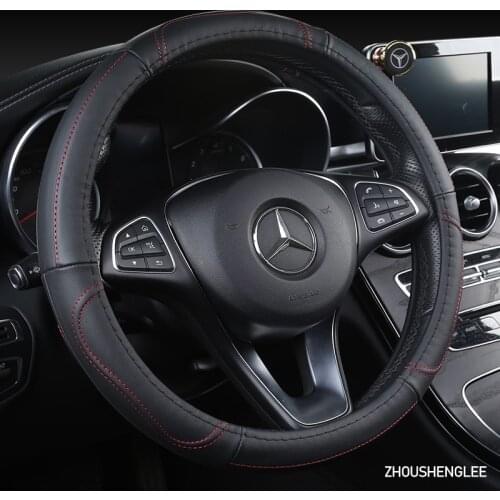 ZHOUSHENGLEE Microfiber Leather Car Steering Wheel Cover For Mercedes Benz W204 W205 W210 W211 W212 W203 W176 CLA GLA SLC