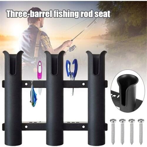 1pcs Three Tube Fishing Rod Holder Outdoor Fishermen Lure Pole Base Fixing Support Stand with Screws