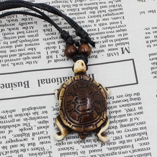 1pc Fashion tribal Imitation yak bone with Brown carved Tortoise Adjustable necklace K04170