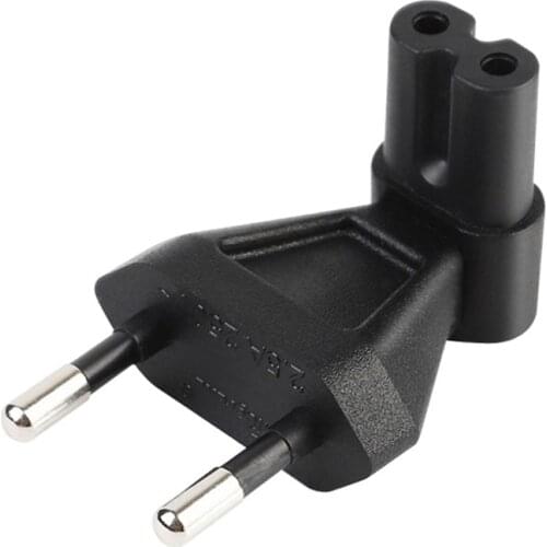 EU 2-Pin Power Cable Plug To IEC C7 Socket Plug Adapter Converter Right Angle D08A