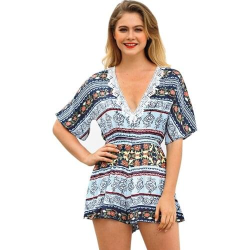 2018 summer European and American v-neck high waist Jumpsuit for women