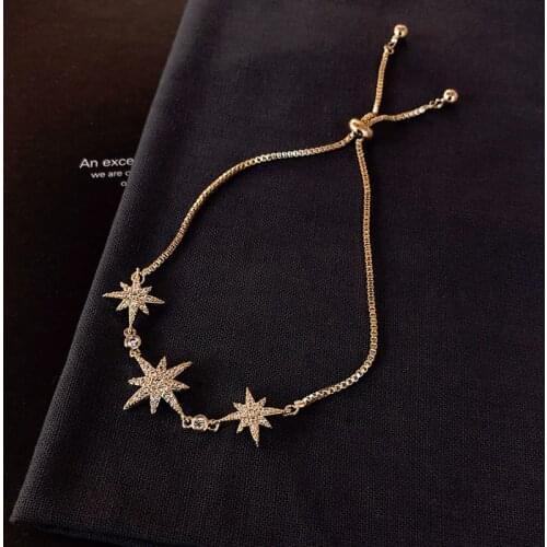 2021 Classic Inlaid Zircon Star Gold Bracelet For Woman Korean Fashion Jewelry Party Girls Sexy Luxury Bracelets Student Gift