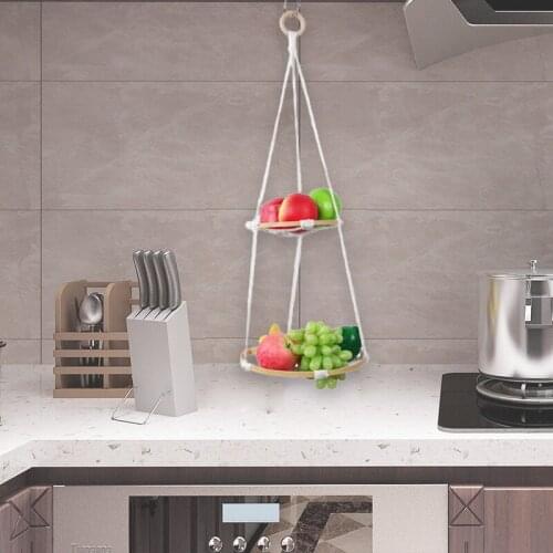 3/2/1 Layer Woven Cotton Rope Fruit Hanging Basket Multifunctional Storage Baskets For Kitchen Living Room Bathroom Organizador