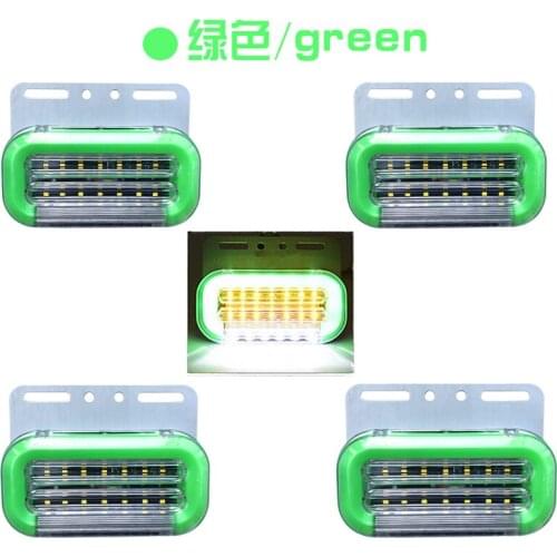 FEEDOPAL 4PCS Green 12V LED Outline Light 3 Modes Waterproof Super Bright Tire Light Trailer Reversing Light Suitable For Trucks
