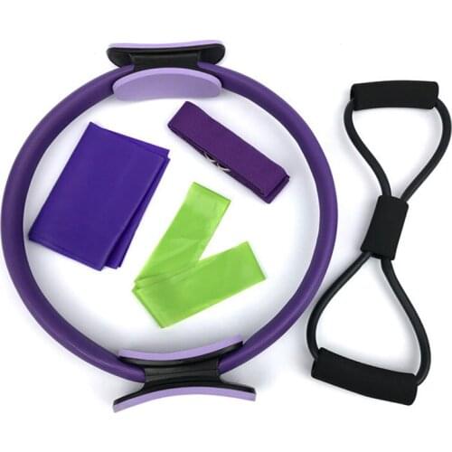 5pcs/set Indoor Yoga Leg Slimming Resistance Band Fitness Equipment Pilates Stretch Rope with Ring and Foot Cover Exercise