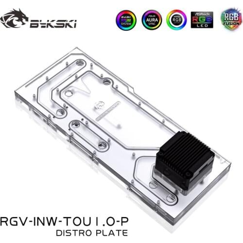 BYKSKI Acrylic Board Water Channel Solution use for IN WIN TOU1.0 Case for CPU and GPU Block / 3PIN RGB Light / Intead Reservoir