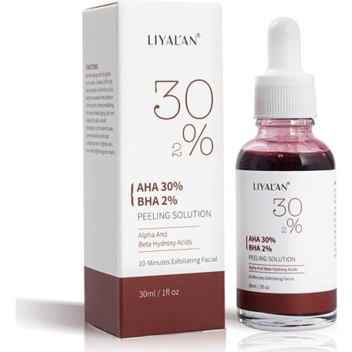AHA 30% BHA 2% Peeling Solution Exfoliator Anti-Acne Repair Scars Facial Essence Face Liquid Serum 30ml