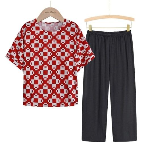 Satin Cotton Silk Home Clothes For Female Short-Sleeved Out Wear Pajama High Quality Round Neck Summer Woman Top Lounge Brief