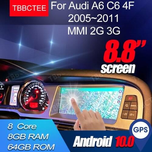 Android 10 Wireless CarPlay 8+64GB For Audi A6 C6 4f 2005~2011 MMI 2G 3G Car Multimedia Player GPS Navigator Navi Stereo WiFi