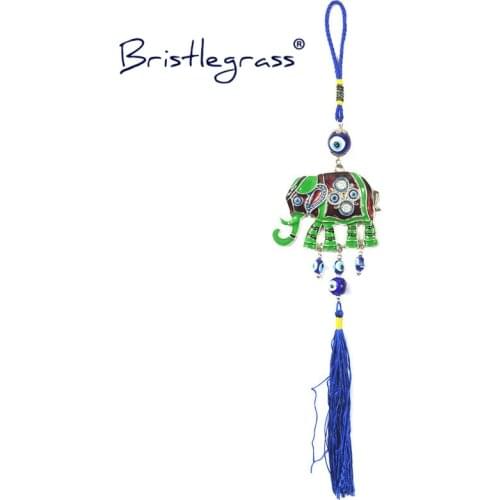 BRISTLEGRASS Turkish Blue Evil Eye Green Elephant Amulets Lucky Charms Tassel Wall Hanging Pendants Pendulum Blessing Protection