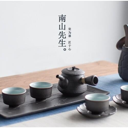 Retro Tea Set Simple Black Porcelain Modern Tea Set With Tray Kung Fu Gift Box Portable Tetera Porcelana Teaware Sets BG50TS
