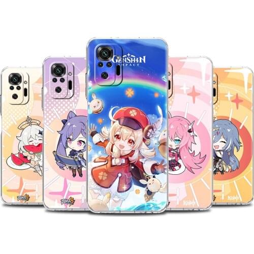 Soft Clear Case For Xiaomi Redmi Note 10 9 8 Pro 9S 10S 8T 9A 9C K40 7 9T 8A Shockproof Silicone Phone Cover Genshin Impact Capa