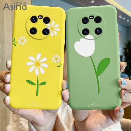 ASINA Liquid Silicone Case For Huawei Mate 40 30 Pro Lite Cute Flower Cartoon Cover Funda For Huawei Mate 20 10 9 Capa Daisy