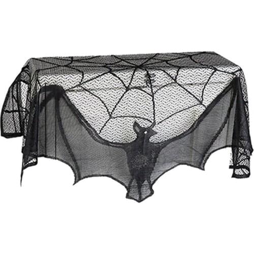 Halloween Black Bat Lace Curtain Kitchen Curtain Lace Material Living Room Home Decor Short Door Curtain Bedroom
