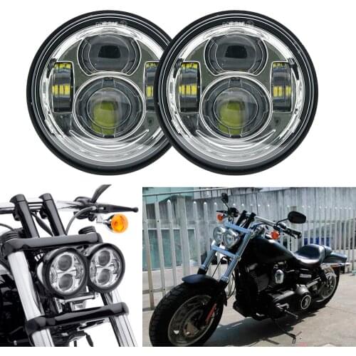 Twin Dual Motorcycle Moto Projector LED Headlight Fits '08-later for Harley Davidson Fat Bob FXDF