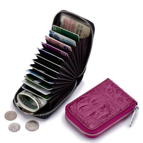 Genuine Cowhide Leather Card Holder For Phone Case Alligator Pattern Cardholder Vertical Design Wallet For Credit Cards