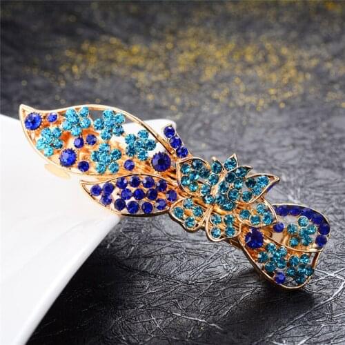 Tulip Flowers Hair clips Brand Hairpins Wedding Hair Accessories Gold Color Rhinestone Crystal Barrettes Fashion Hair Jewelry