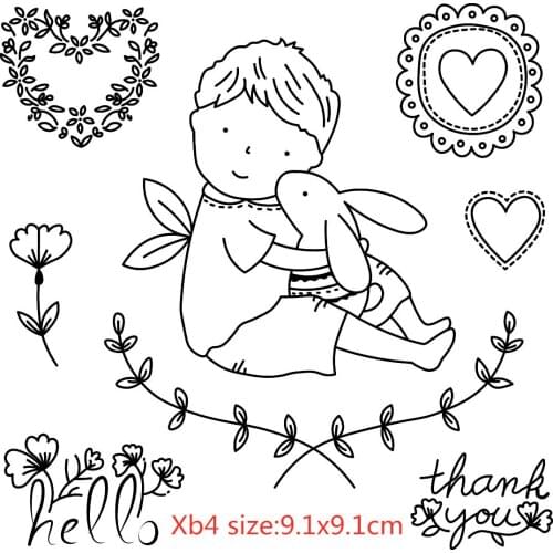Rabbit Boy Rubber Silicone Clear Stamps For Scrapbooking Tampons Transparents Seal Background Stamp Card Making Diytampons