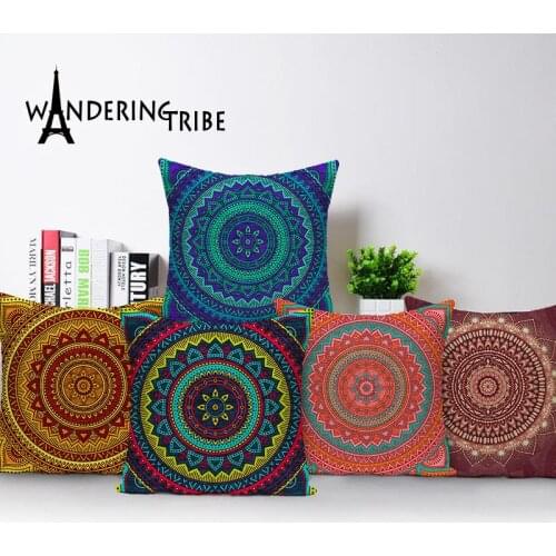 Square colorful Home Cushion Decorative soft seat car Covers linen cartoon cute Mailbox fresh suit Geometric pattern cushion