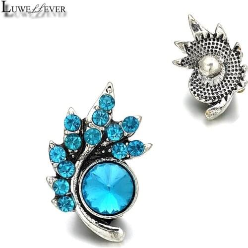 Leaves Component w152 Flower Crystal 18mm Metal Snap Button For Bracelet Necklace Interchangeable Jewelry Accessorie Findings