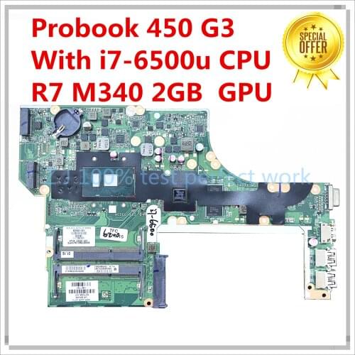 For HP Probook 450 G3 Laptop Motherboard 827026-001 827026-601 With i7-6500u R7 M340 2GB DA0X63MB6H1 DDR3 100% Tested Fast Ship