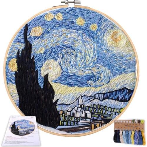 Embroidery Kit for Beginners Adults Cross Stitch Patterns Starter Kits Embroidery Hoop Color Floss Kit