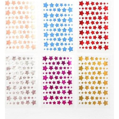 6 Sheet/set Children Reward Stickers Five-pointed Star Gold Foil Pvc Sticker Scrapbooking for Gift Decoration Stationery Sticker