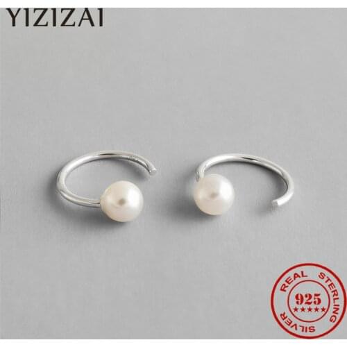 YZIZAI 100% Pure silver New Trend Freshwater Pearl Earrings Natural Baroque Pearl Cufflinks Pierced Earrings Jewelry Accessories