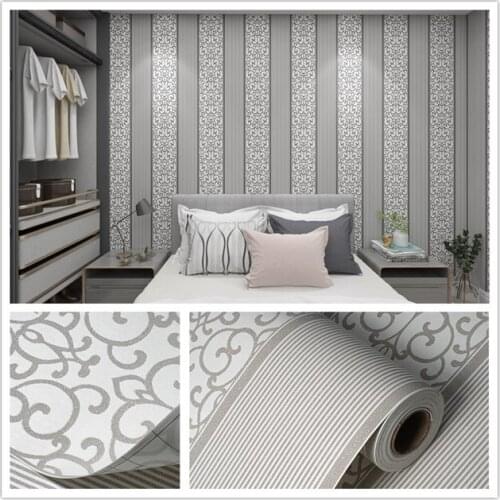 3D Damask Flocking Non woven Wallpaper European Style self adhesive wallpaper For Home Decoration Living Room Bedroom Wall Decor