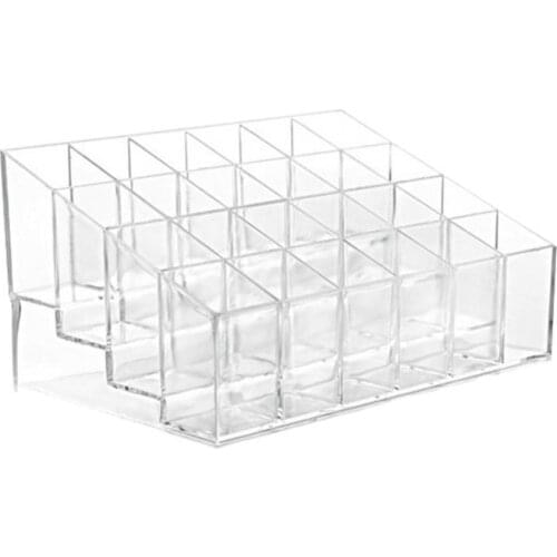 24-grid Organizer For cosmetics Clear Lipstick Nail Polish Cosmetic Storage Box Organizer Display Stand organizer box